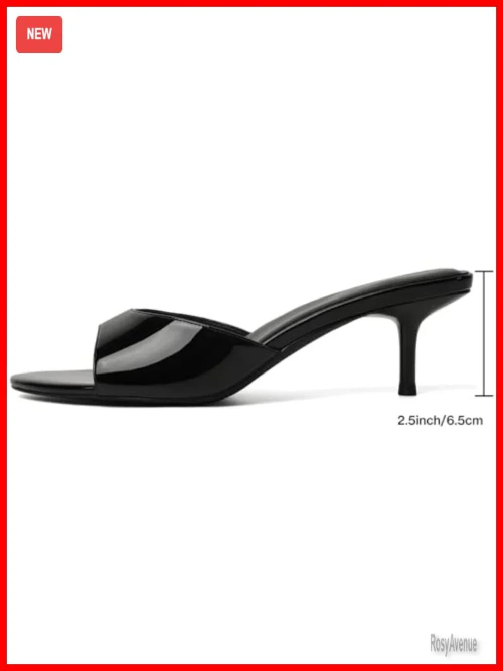 Kitten Heels Pointed Toe Mules Slip On Backless Sandals Patent Leather